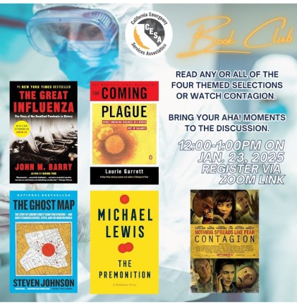 Image of books related to the theme of infectious disease and pandemics  